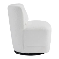 Fauteuil Relax Inclinable Pivotant 360° en Velours Teddy avec Coussin Lombaire Amovible et Base Antidérapante, 58x63x72 cm, Blanc(m-9)