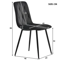 Ensemble de 4 rembourrés Chaises de salle à manger en velours sergé avec Dossier, structure en métal et design élégant, Noir(m-3)