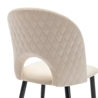 Ensemble de 2 rembourrés Chaises de salle à manger hors de velours avec diamanté Dossier et structure en métal, Beige(m-8)