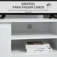 HOMCOM Mesa de TV de Sala com 2 Portas 2 Prateleiras Abertas Móvel para Televisores de 55 Polegadas 120x39,5x40 cm Branco(m-6)