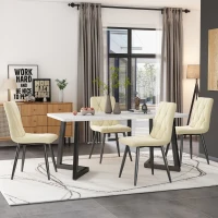 Ensemble de 4 rembourrés Chaises de salle à manger avec Dossier, structure en métal et design élégant, Beige(m-1)