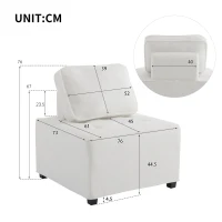 Divano Modulare per Soggiorno in Velluto Teddy, Componibile e Confortevole, Supporta fino a 150 kg, 76x73x76 cm - Poltrone Sofa Divani, Bianco(m-3)