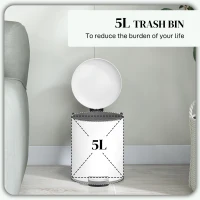 HOMCOM Coș de Gunoi de 5L cu Pedală și Capac cu Închidere Ușoară, Coș de Gunoi din Metal, 26,5x21x28 cm, Alb Crem(m-4)