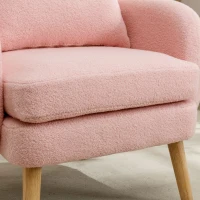 Fauteuil Relax Moderne en Velours Teddy avec Coussin, Assise Extra Épaisse, 71x72x71 cm - Fauteuil Lounge de Salon, Rose(m-7)