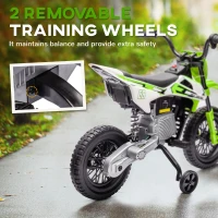 AIYAPLAY 12V Kids Electric Motorbike, Kids Electric Ride on Motorcycle w/ Twist Grip Throttle, Training Wheels - Green(m-5)