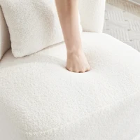 Fauteuil Relax Inclinable Pivotant 360° en Velours Teddy avec Coussin Lombaire Amovible et Base Antidérapante, 58x63x72 cm, Blanc(m-7)