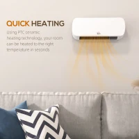 HOMCOM 2000W PTC On-Wall Heater, 10-49°C Temperature - White(m-7)
