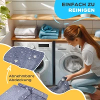 AIYAPLAY Modularny zestaw kanap dla dzieci, 5-częściowy, schody, materac, tor przeszkód, wzór z kucykiem i gwiazdami, Szary(m-7)