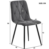 Ensemble de 4 modernes Chaises de salle à manger recouvertes de lin sergé avec Dossier, structure en métal, montage facile, Gris(m-3)