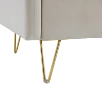 Divano Moderno in Velluto a 2 Posti con Contenitore e Cuscini, Gambe in Metallo Dorato, Ideale per Soggiorno e Ufficio, 135x71x71 cm, Beige(m-9)