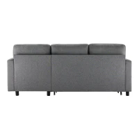 Canapé-Lit Convertible 3 Places avec Chaise Longue Réversible, Rangement Caché et Poches de Rangement, Design Scandinave Moderne, Gris(m-10)