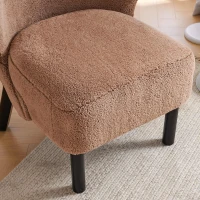 Poltrona Relax Moderna per Camera da Letto con Schienale Alto e Gambe in Legno, in Tessuto Sherpa, Design Elegante con Ampia Seduta, Marrone(m-6)