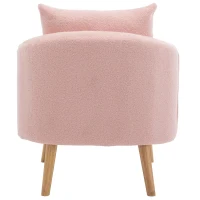 Fauteuil Relax Moderne en Velours Teddy avec Coussin, Assise Extra Épaisse, 71x72x71 cm - Fauteuil Lounge de Salon, Rose(m-10)