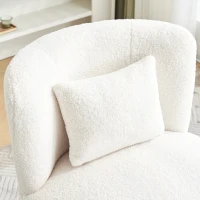 Fauteuil Relax Inclinable Pivotant 360° en Velours Teddy avec Coussin Lombaire Amovible et Base Antidérapante, 58x63x72 cm, Blanc(m-6)