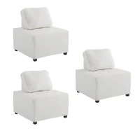 Divano Modulare per Soggiorno in Tessuto Teddy Vellutato, Combinazione Flessibile, Design Moderno, 76x73x76 cm - Poltrone Relax Moderne, Bianco(m-2)