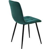 Ensemble de 4 chaises de salle à manger rembourrées avec dossier, structure en métal, Vert(m-5)
