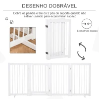 PawHut Barreira de Segurança para Cães Dobrável de 4 Painéis Barreira de Segurança para Escada Corredor 220x36x91 cm Branco(m-4)