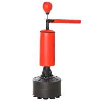 HOMCOM Punching Ball de Boxe com Altura Ajustável com Barra Giratória 360° e Base Preenchida 88x48x155-205 cm Preto e Vermelho(m-10)