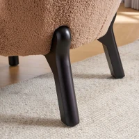 Poltrona Relax Moderna per Camera da Letto con Schienale Alto e Gambe in Legno, in Tessuto Sherpa, Design Elegante con Ampia Seduta, Marrone(m-7)