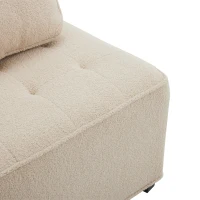 Divano Modulare per Soggiorno in Velluto Teddy, Componibile e Confortevole, Supporta fino a 150 kg, 76x73x76 cm - Poltrone Sofa Divani, Beige(m-6)