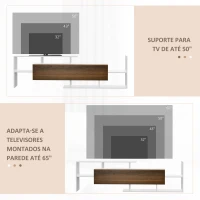HOMCOM Móvel de TV Moderno Móvel para Televisores 153,6x25x42 cm e Prateleira de Parede 150x14,5x16,3 cm Branco e Marrom(m-7)