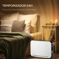 HOMCOM Aquecedor Elétrico 1830-2180W com 3 Modos Ecrã Táctil LED Termóstato Regulável Temporizador para 12-18 ㎡ Branco(m-6)