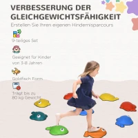 AIYAPLAY Kamienie Balansowe, zestaw 9 sztuk, antypoślizgowe, układalne, Do użytku wewnątrz i na zewnątrz, Kolorowe(m-4)