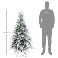 HOMCOM 5ft Bushy Snow-Flocked Artificial Christmas Tree, with LED Lights(m-3)