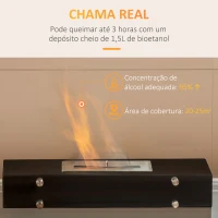 HOMCOM Lareira de Bioetanol 7000 BTU com Tanque de 1,5 L Tempo de Combustão 3H para Interiores 20-25 m² 60x26x50 cm Preto(m-4)