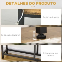 HOMCOM Consola de Entrada com Prateleiras Abertas Antivolteio Móvel de Entrada para Sala Corredor 120x23x75 cm Castanho(m-5)