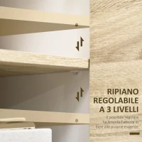 HOMCOM Mobile Multiuso con 2 Ante a Pressione e Mensole Regolabili in Legno, 80x40x70cm, Bianco e Quercia(m-6)