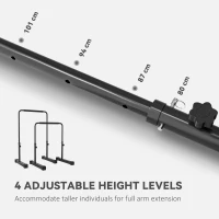 SPORTNOW Set 2 Bare pentru Dips Reglabile pe 4 Înălțimi cu Mânere Antiderapante, 70x50x80-105 cm, Negru(m-4)