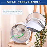 HOMCOM 10" 2-Speed Electric Table Desk Fan w/ Safety Guard Anti-Slip Feet Portable Personal Cooling Fan Home Office Bedroom White(m-5)