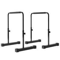 SPORTNOW Set 2 Bare pentru Dips Reglabile pe 4 Înălțimi cu Mânere Antiderapante, 70x50x80-105 cm, Negru(m-1)