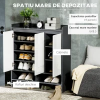 HOMCOM Dulap de incaltaminte pentru intrare din PAL pentru  24 Perechi de Pantofi cu Rafturi Reglabile pe 3 Niveluri, 90x32x100 cm, Gri si Alb(m-4)