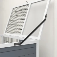 PawHut Coelheira de 2 Níveis 90x53x97 cm com Rodas Tejadilho Rebatível Tabuleiro Amovível Alimentador e Rampa cinzenta(m-8)