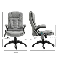 Vinsetto Directiestoel met Massage- & Verwarmingsfunctie, Ergonomisch, Verstelbaar, tot 120kg, Grijs(m-3)