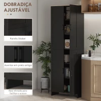 HOMCOM Armário de Cozinha com 4 Portas e Prateleiras Ajustáveis Anti-Tombo 60x30x170,5 cm Preto(m-7)