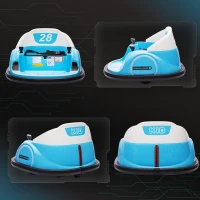 AIYAPLAY 360° Rotation Kids Bumper Car, 12V Waltz Car with Remote Control, Dual Joystick, Music, Lights, Light Blue(m-9)