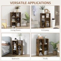 HOMCOM 3-tier 6 Cubes Storage Unit Particle Board Cabinet Bookcase Organiser Home Office Shelves Rustic Brown(m-6)
