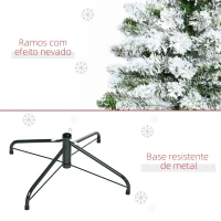 HOMCOM Árvore de Natal Artificial 120 cm com Neve Ignífugo com 200 Ramos Folhas de PVC Abertura Automática Base Dobrável Verde(m-7)