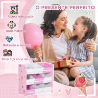 ZONEKIZ Estante para Brinquedos com 9 Caixas de Tecido não Tecido Amovíveis Organizador de Brinquedos 63x30x60 cm Rosa(m-6)