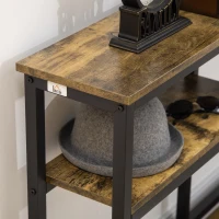 HOMCOM Consola de Entrada com Prateleiras Abertas Antivolteio Móvel de Entrada para Sala Corredor 120x23x75 cm Castanho(m-7)