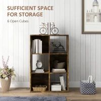 HOMCOM 3-tier 6 Cubes Storage Unit Particle Board Cabinet Bookcase Organiser Home Office Shelves Rustic Brown(m-4)