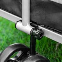 PawHut 2-in-1 Hundeanhänger Trolley Lastenanhänger lagerbar Zustange Flagge atmungsaktiv Metall Oxford- Gewebe Schwarz + Silber 130 x 64 x 92 cm(m-11)