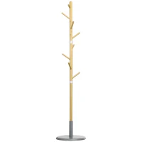 HOMCOM Cabide de Pé de Bambu Moderno com 8 Ganchos para Roupas Bolsas  Ø37,8x175,6 cm Madeira e Cinza(m-11)