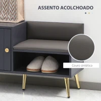 HOMCOM Banco Sapateira com Compartimento Aberto e Almofada Acolchoada para 4 Pares de Sapatos 80x33x49 cm Cinza Escuro(m-5)