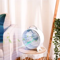 HOMCOM 10" 2-Speed Electric Table Desk Fan w/ Safety Guard Anti-Slip Feet Portable Personal Cooling Fan Home Office Bedroom White(m-2)