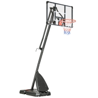 SPORTNOW Tabela de Basquetebol com Altura Ajustável Rodas Base Preenchida com Água ou Areia para Exterior 111x70,5x293-350 cm Preto