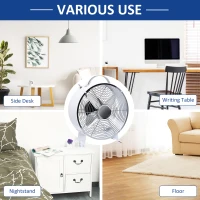 HOMCOM 10" 2-Speed Electric Table Desk Fan w/ Safety Guard Anti-Slip Feet Portable Personal Cooling Fan Home Office Bedroom White(m-8)